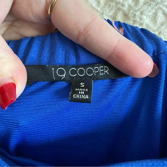 NWOT 19 Cooper blue & pink flamingo print short sleeve dress - Picture 3 of 4